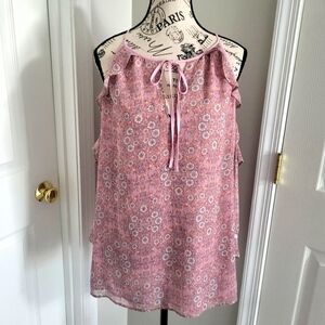 Floral Pink Open Shoulder Top